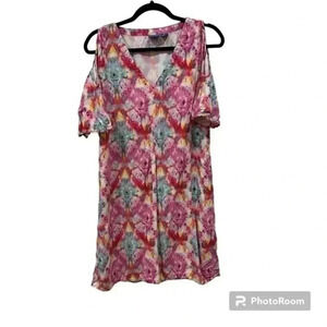 Caribbean Joe cold shoulder printed dress Small